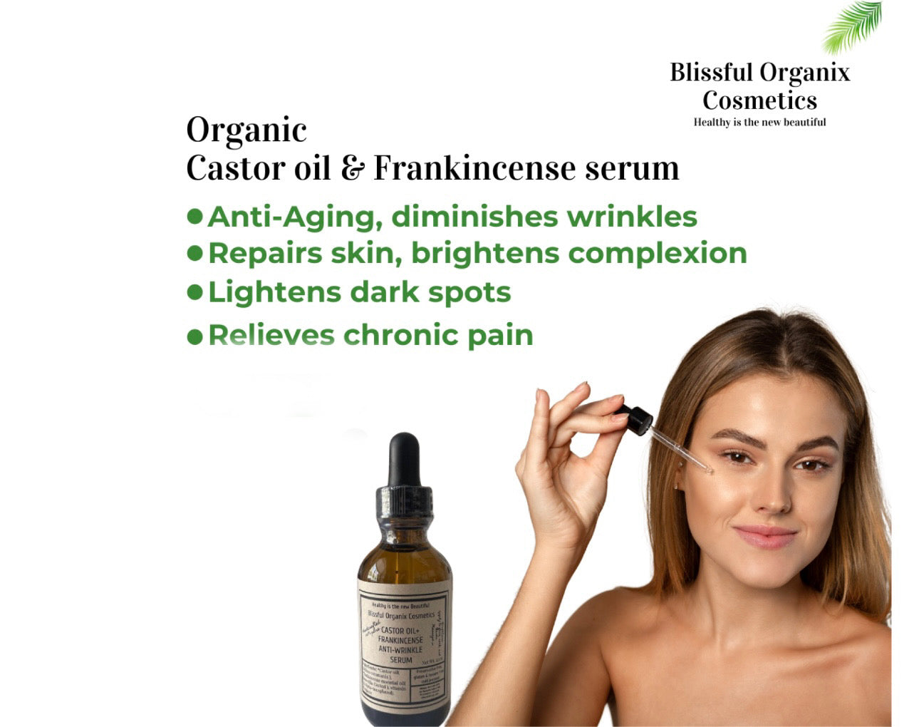 HANDCRAFTED ORGANIC CASTOR OIL+ FRANKINCENSE ANTI-WRINKLE FACE SERUM W/ LYMPHATIC GUA SHA
