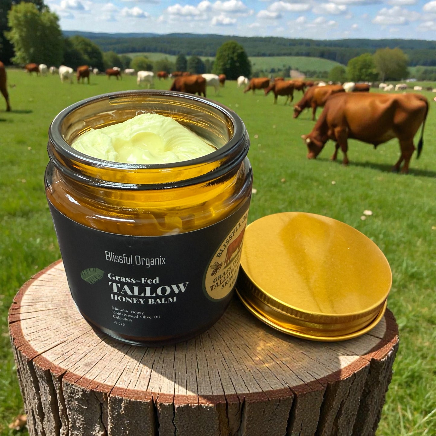 Organic Whipped Grass-Fed Beef Tallow & Manuka Honey Moisturizer Cream 4 oz