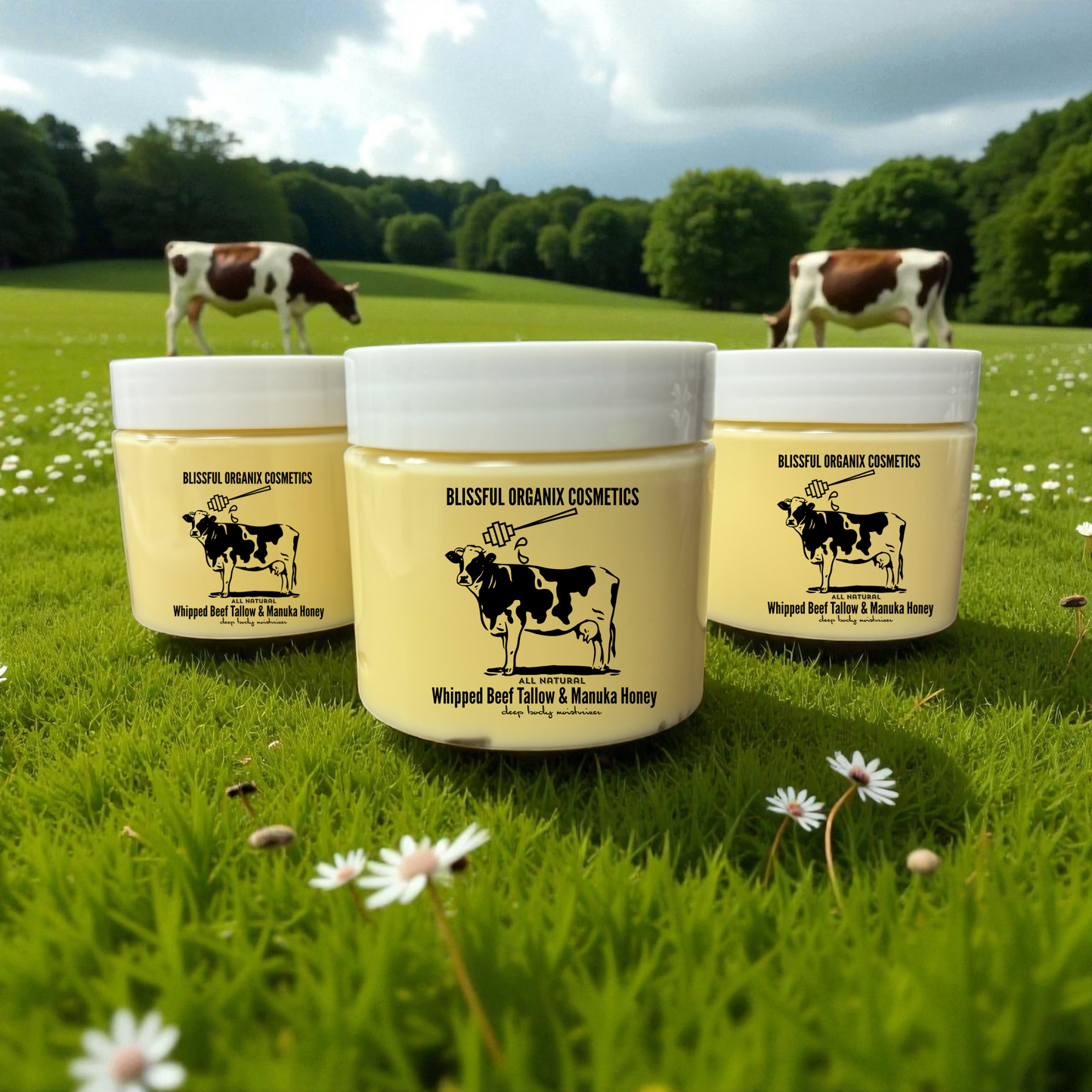 Organic Whipped Grass-Fed Beef Tallow & Manuka Honey Moisturizer Cream 4 oz