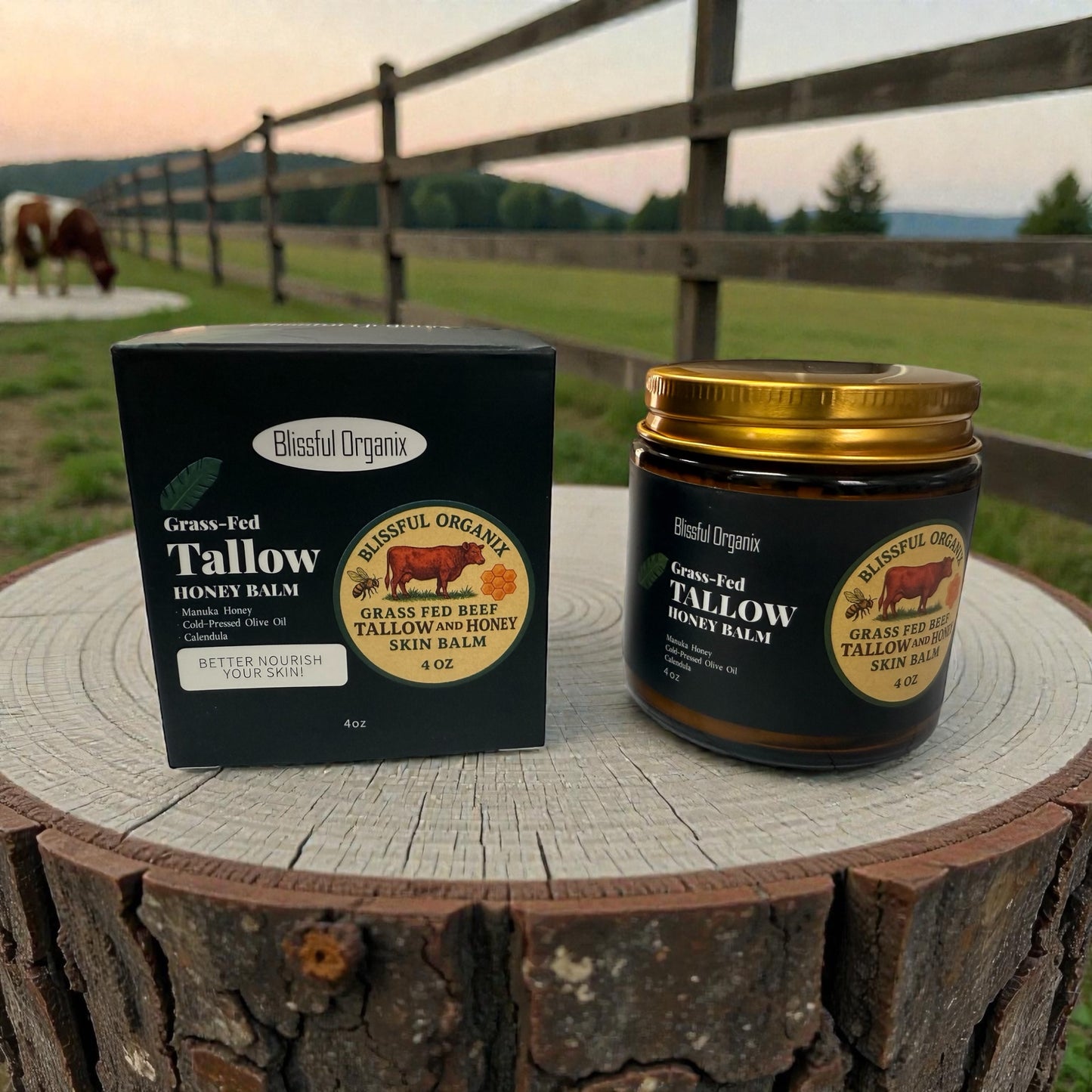 Organic Whipped Grass-Fed Beef Tallow & Manuka Honey Moisturizer Cream 4 oz