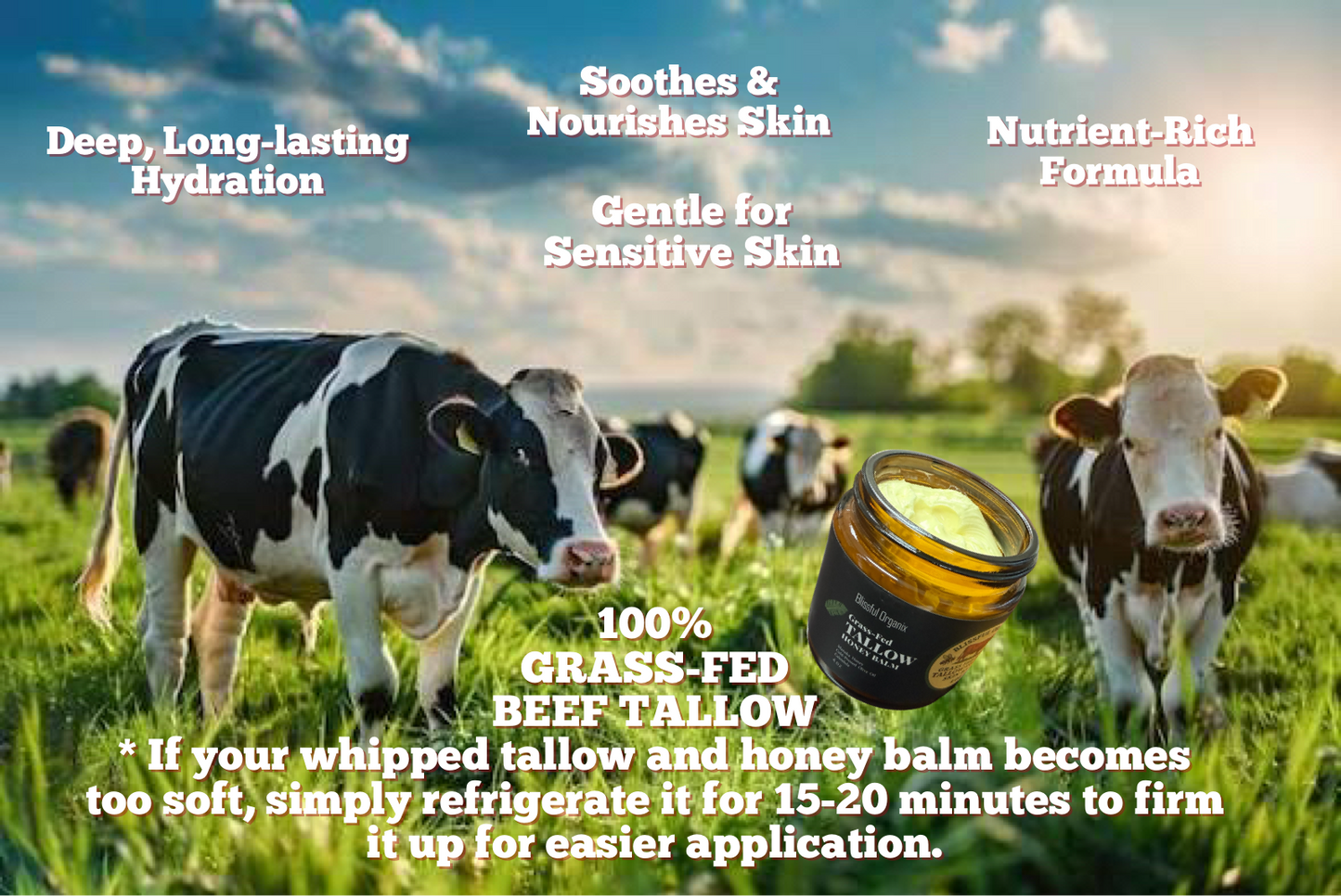 Organic Whipped Grass-Fed Beef Tallow & Manuka Honey Moisturizer Cream 4 oz