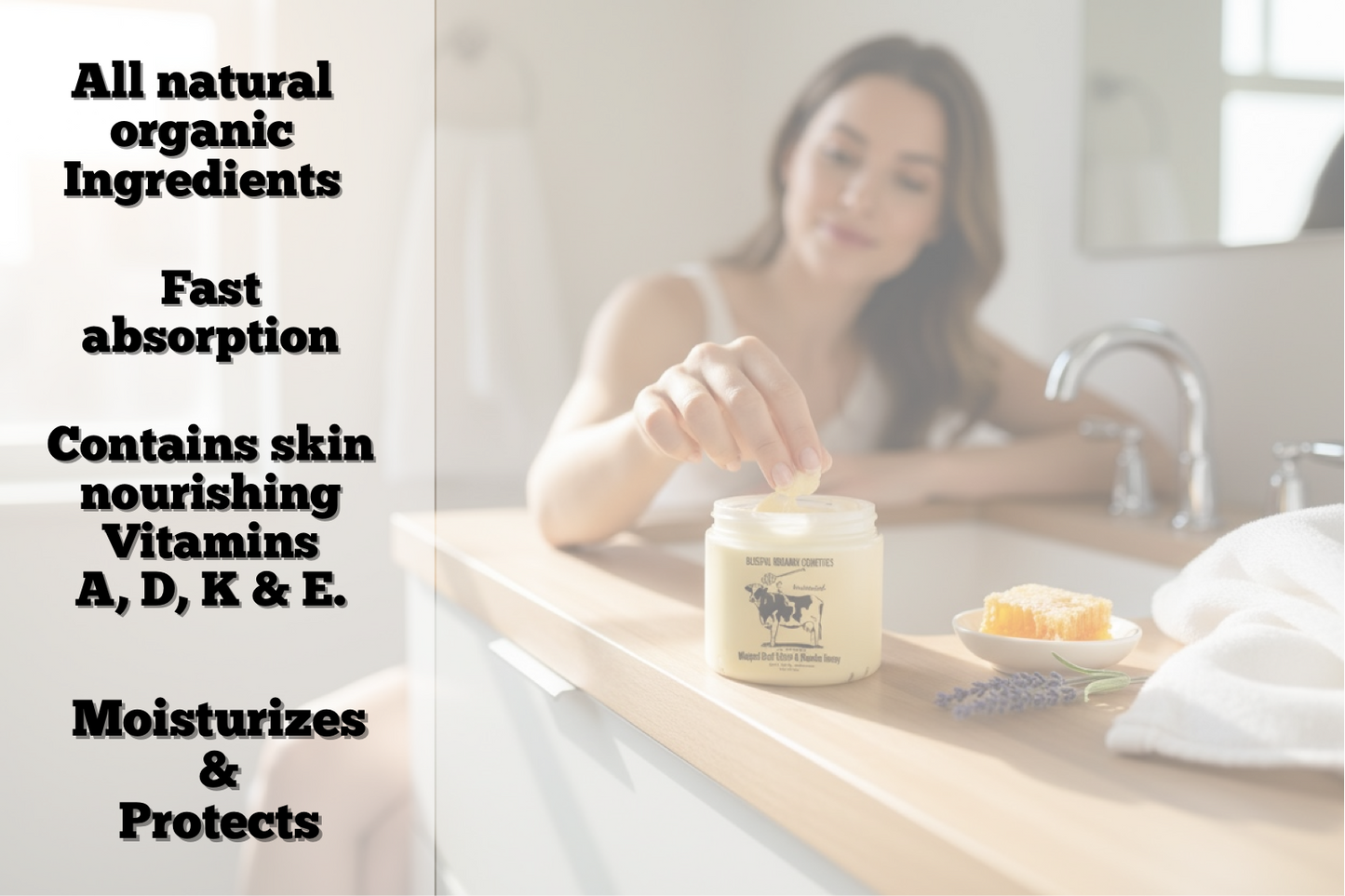 Organic Whipped Grass-Fed Beef Tallow & Manuka Honey Moisturizer Cream 4 oz