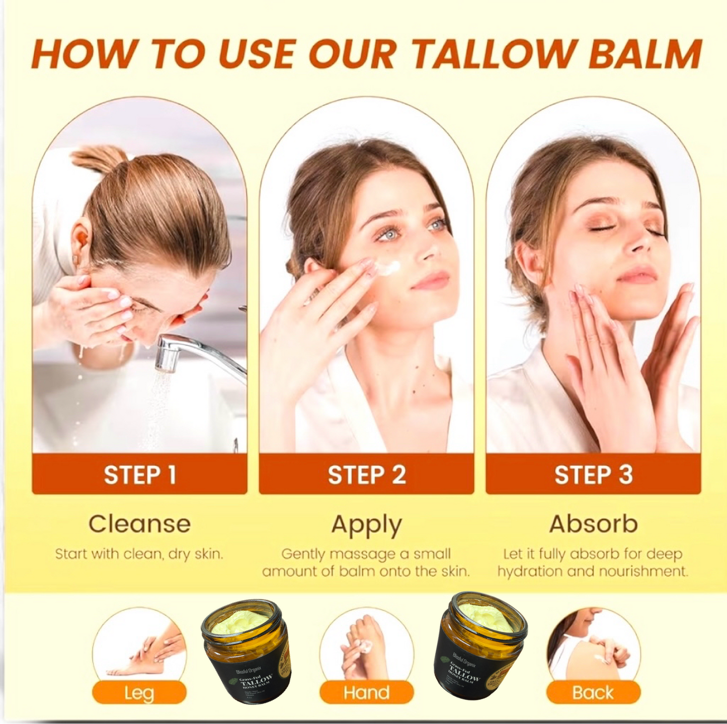 Organic Whipped Grass-Fed Beef Tallow & Manuka Honey Moisturizer Cream 4 oz