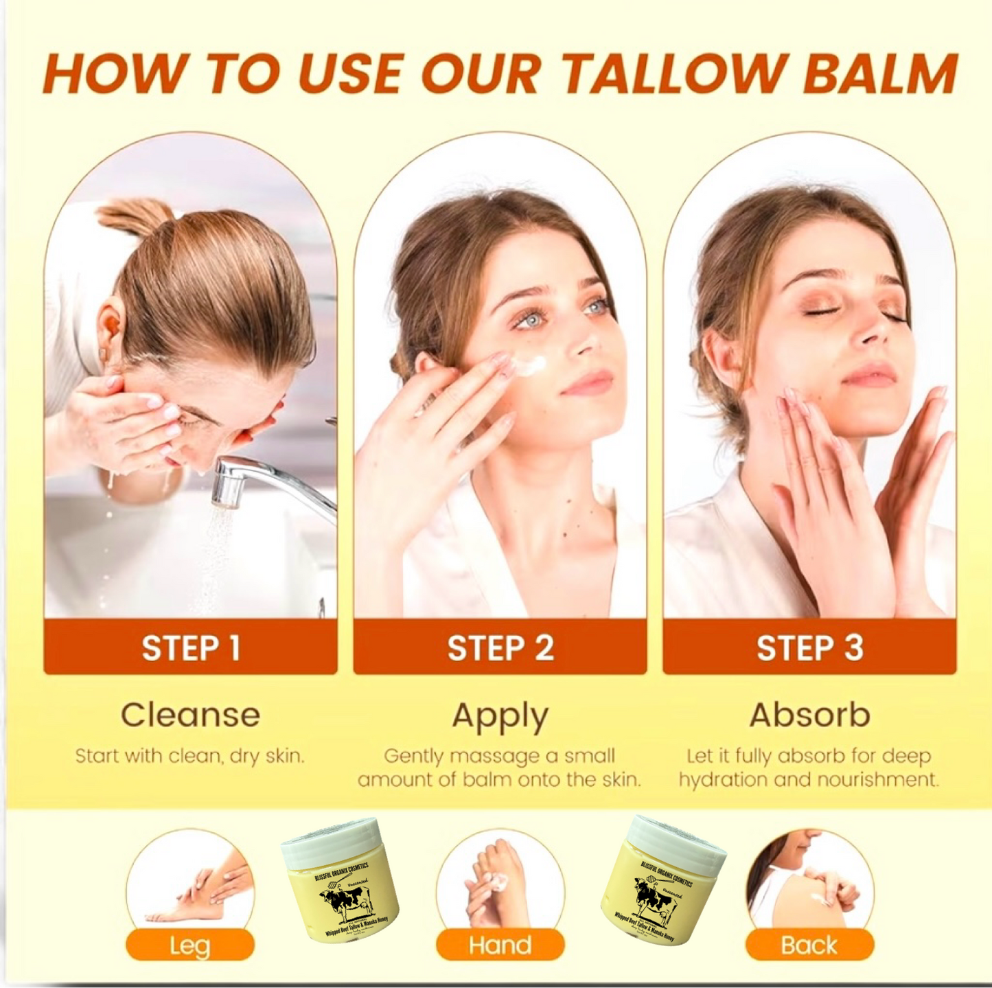 Organic Whipped Grass-Fed Beef Tallow & Manuka Honey Moisturizer Cream 4 oz