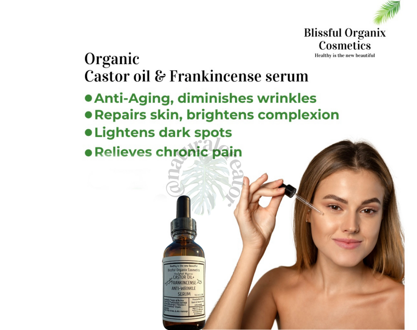 HANDCRAFTED ORGANIC CASTOR OIL+ FRANKINCENSE ANTI-WRINKLE FACE SERUM W/ LYMPHATIC GUA SHA